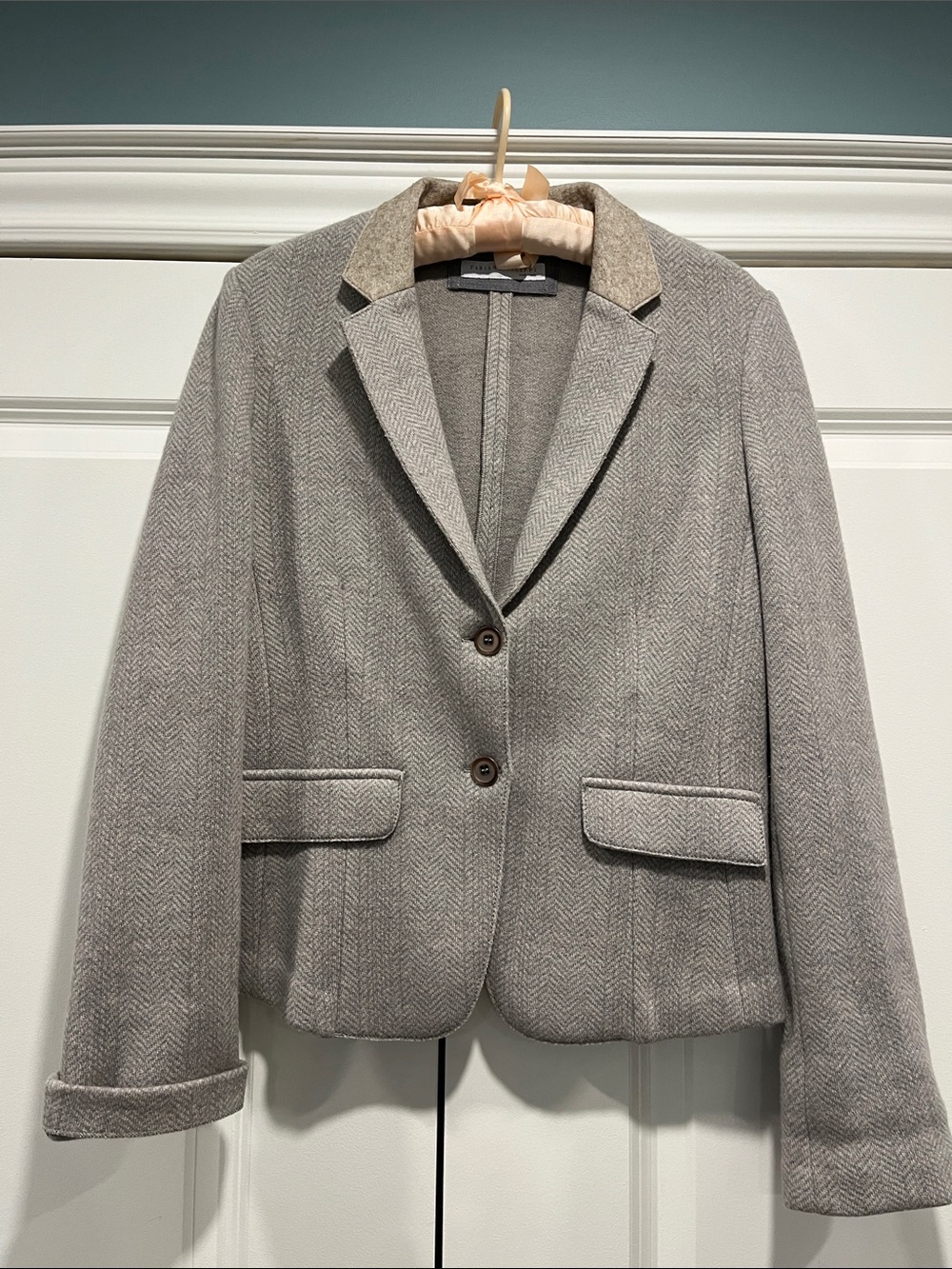 Fabiana Fillipi Herringbone Taupe Blazer Jacket